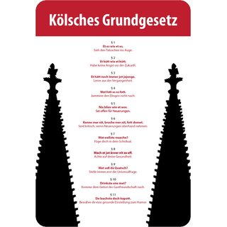 Schild Spruch "Kölsches Grundgesetz" Kölner Dom 20 x 30 cm Blechschild