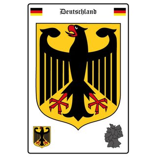 Schild Motiv "Deutschland" Wappen Flagge Landkarte 20 x 30 cm Blechschild