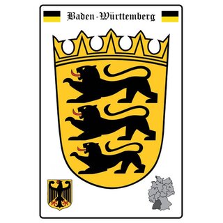 Schild Motiv "Baden-Württemberg" Flagge Landkarte 20 x 30 cm Blechschild