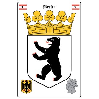 Schild Motiv "Berlin" Wappen Landkarte 20 x 30 cm Blechschild
