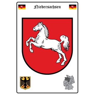 Schild Motiv "Niedersachsen" Wappen Landkarte 20 x 30 cm Blechschild