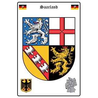 Schild Motiv "Saarland" Wappen Landkarte 20 x 30 cm Blechschild