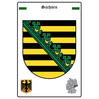 Schild Motiv "Sachsen" Wappen Landkarte 20 x 30 cm Blechschild