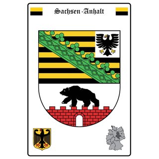 Schild Motiv "Sachsen-Anhalt" Wappen Landkarte 20 x 30 cm Blechschild