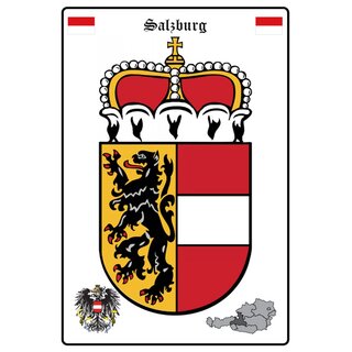 Schild Motiv "Salzburg" Wappen Landkarte Österreich 20 x 30 cm Blechschild