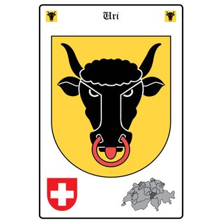 Schild Motiv "Uri" Wappen Landkarte Schweiz 20 x 30 cm Blechschild