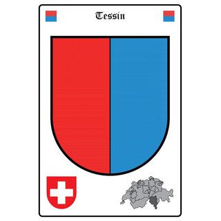 Schild Motiv "Tessin" Wappen Landkarte Schweiz 20 x 30 cm Blechschild