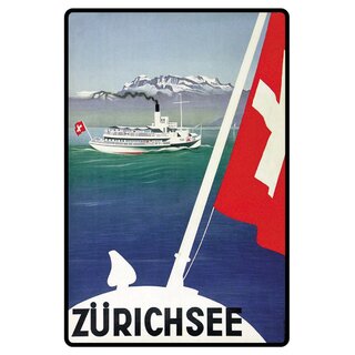 Schild Motiv "Zürichsee" See Landschaft Schiff 20 x 30 cm Blechschild
