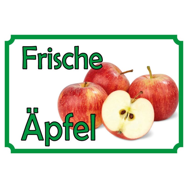 Schild Spruch "Frische Äpfel" 20 x 30 cm Blechschild, 7,99