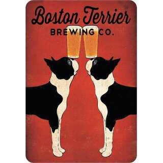 Schild Spruch "Boston Terrier Brewing Co." Bier 20 x 30 cm Blechschild