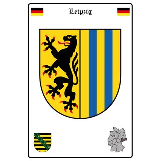 Schild Motiv "Leipzig" Wappen Landkarte 20 x 30 cm Blechschild