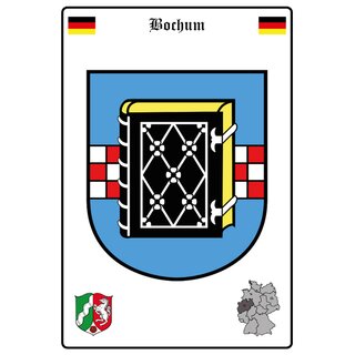 Schild Motiv "Bochum" Wappen Landkarte 20 x 30 cm Blechschild