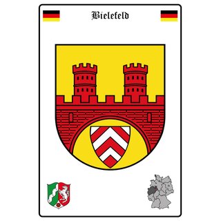 Schild Motiv "Bielefeld" Wappen Landkarte 20 x 30 cm Blechschild
