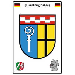 Schild Motiv "Mönchengladbach" Wappen Landkarte 20 x 30 cm Blechschild