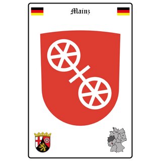 Schild Motiv "Mainz" Wappen Landkarte 20 x 30 cm Blechschild
