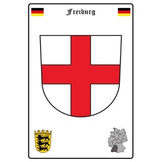Schild Motiv "Freiburg" Wappen Landkarte 20 x 30 cm Blechschild