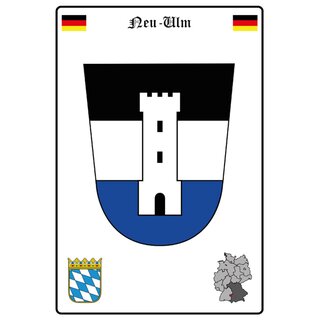 Schild Motiv "Neu-Ulm" Wappen Landkarte 20 x 30 cm Blechschild