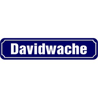 Schild Hamburg "Davidwache" 46 x 10 cm Blechschild blau