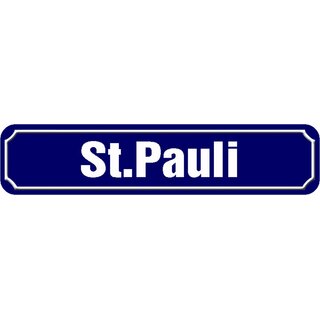 Schild Spruch Hamburg "St. Pauli" 46 x 10 cm Blechschild blau