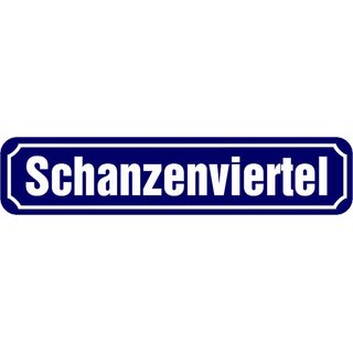 Schild Straße Hamburg "Schanzenviertel" 46 x 10 cm Blechschild blau