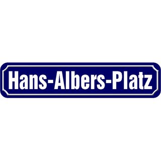 Schild Straße Hamburg "Hans-Albers-Platz" 46 x 10 cm Blechschild blau