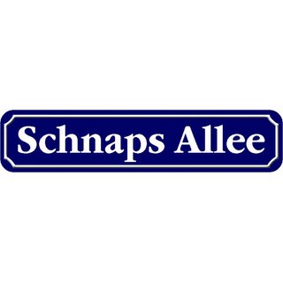 Schild Spruch "Schnaps Allee" 46 x 10 cm Blechschild blau
