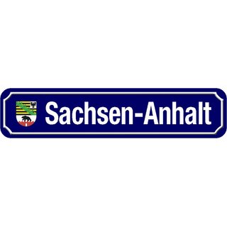 Schild Bundesland "Sachsen-Anhalt" 46 x 10 cm Blechschild blau mit Wappen