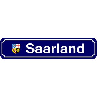 Schild Bundesland "Saarland" 46 x 10 cm Blechschild blau mit Wappen