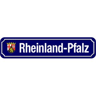 Schild Bundesland "Rheinland-Pfalz" 46 x 10 cm Blechschild blau mit Wappen