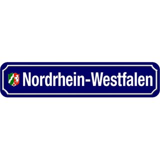 Schild Bundesland "Nordrhein-Westfalen" 46 x 10 cm Blechschild blau mit Wappen