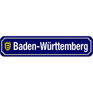 Schild Bundesland "Baden-Württemberg" 46 x 10 cm Blechschild blau mit Wappen