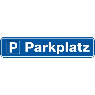 Hinweisschild "Parkplatz" 46 x 10 cm Blechschild blau