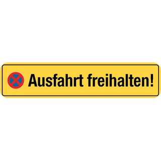 Hinweisschild "Ausfahrt freihalten!" 46 x 10 cm Blechschild mit Verkehrszeichen