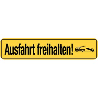 Hinweisschild gelb "Ausfahrt freihalten!" 46 x 10 cm Blechschild