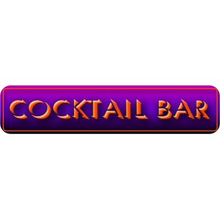 Schild Spruch "Cocktail Bar" 46 x 10 cm Blechschild lila