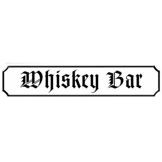 Schild Spruch "Whiskey Bar" 46 x 10 cm Blechschild weiß