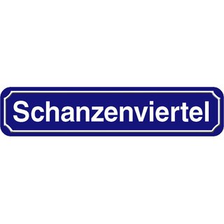 Schild "Schanzenviertel" 46 x 10 cm Blechschild blau Straße Hamburg