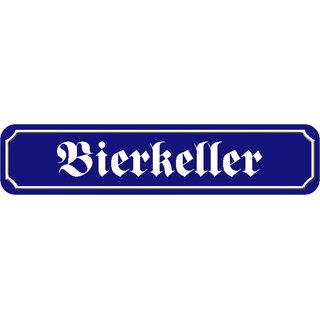 Schild Spruch "Bierkeller" 46 x 10 cm Blechschild blau