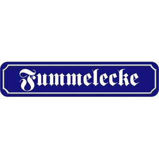 Schild Spruch "Fummelecke" 46 x 10 cm Blechschild blau