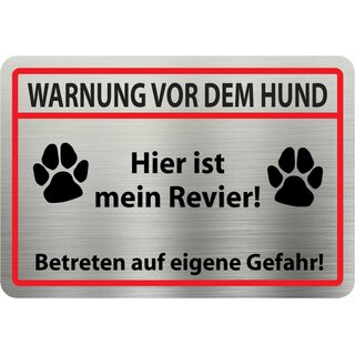 Hinweisschild "Warnung vor dem Hund, mein Revier, Gefahr" 20 x 30 cm Blechschild 