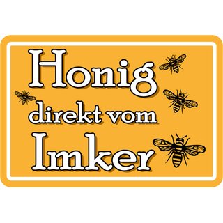 Schild Spruch "Honig direkt vom Imker" 20 x 30 cm Blechschild