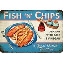 Schild Spruch "Fish n Chips, season with salt...