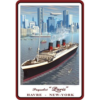 Schild Motiv "Havre New York, Dampfschiff" 20 x 30 cm Blechschild