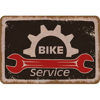 Schild Spruch "Bike Service" 20 x 30 cm Blechschild