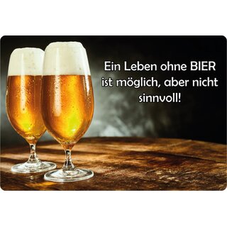Schild Spruch "Leben ohne Bier ist möglich, aber nicht sinnvoll" 20 x 30 cm Blechschild
