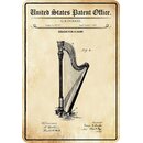 Schild Motiv "Design for a Harp, Harfe Patent"...