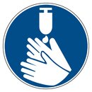 Gebotszeichen Hände desinfizieren praxisbewährt