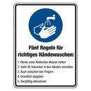 Kombischild Gebotszeichen 5 Regeln zum Händewaschen