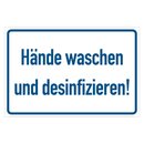 Hinweisschild "Hände waschen und...