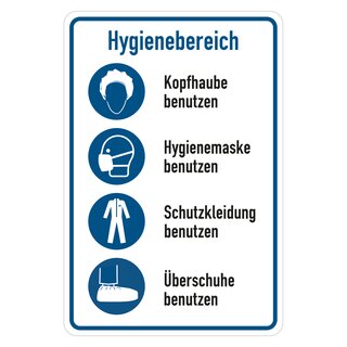 Hinweisschild Verhaltensregeln "Hygienebereich"